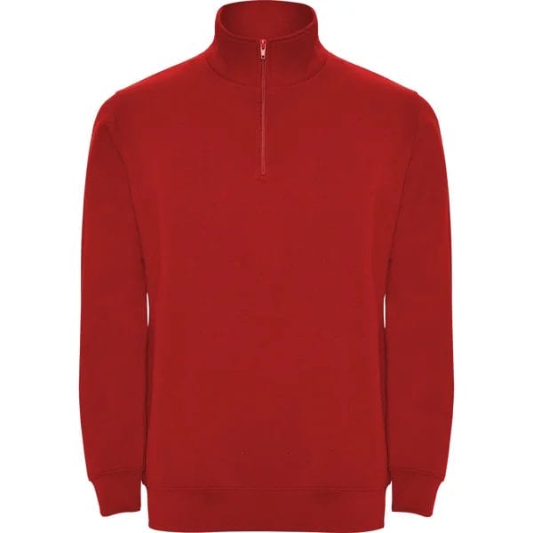 Sudadera media cremallera cuello roja