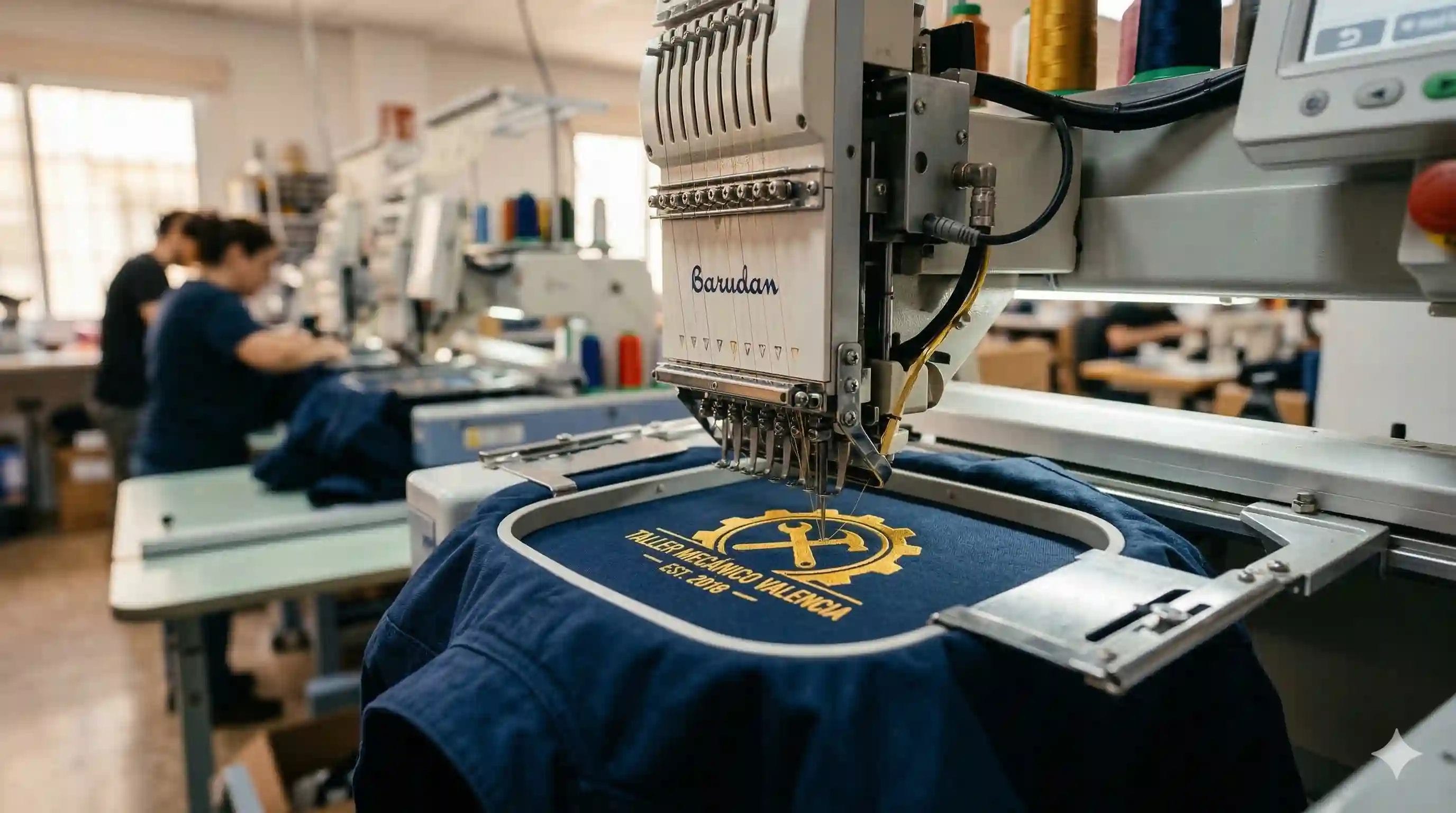 Bordado industrial en ropa laboral para empresas en taller Bórdate Cádiz